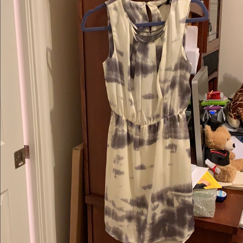 BCBG grey and white dress